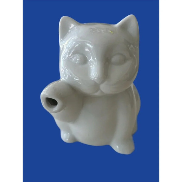 VTG Kitty Cat Creamer Pitcher White Ceramic Small Tea Pot By HIC Japan - Picture 2 of 7